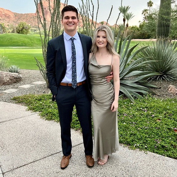 Shona Joy La Lune Asymmetrical Bias Cowl Midi Dress Sage/ Green Silk/ Adjustable - Picture 5 of 16